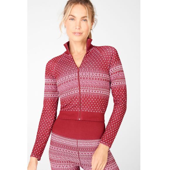 Fabletics Holly Seamless Jacket Red & White - Picture 1 of 7